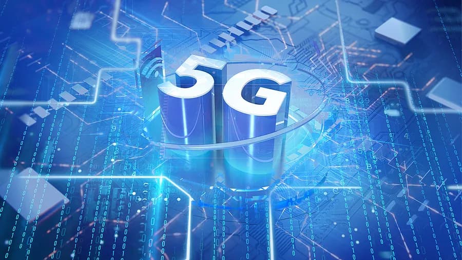 Illustration « 5G » sur fond futuriste