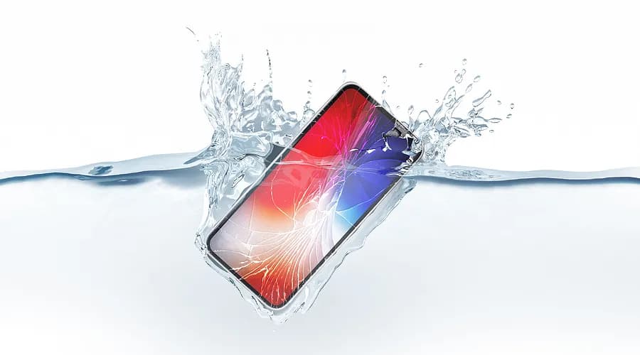 Téléphone à moitié immergé dans l'eau