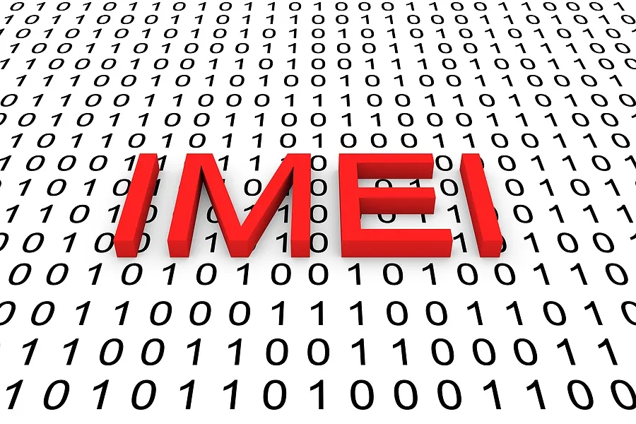 Texte « IMEI » sur fond de code binaire, représentant une vérification de la liste noire des numéros IMEI permettant d'identifier les téléphones bloqués ou volés