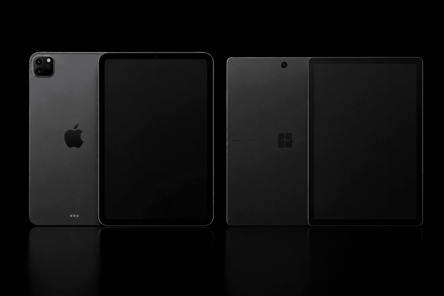 Tablettes — iPad Pro et Surface en noir